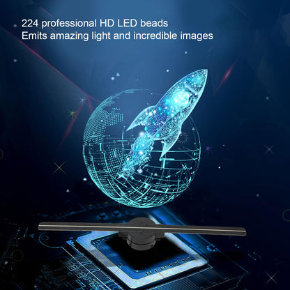 3D Hologram Fan, 16.5in 3D Hologram Projector Advertising Display With 224 LED Light Beads Holographic Video Projector for Business Store Signs, Bar, Casino, Party, Christmas