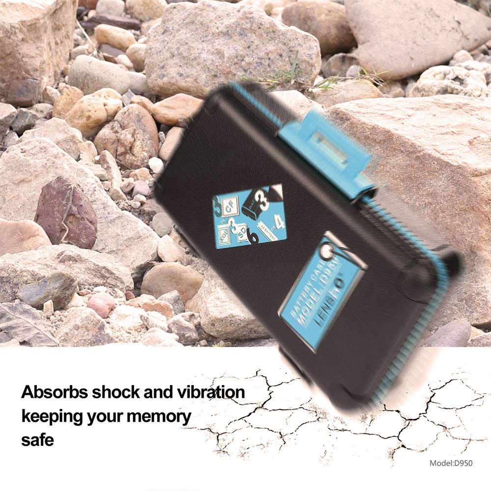 LENSGO Camera Battery Memory Card Case, Memory Card Hard Protector Case Water-Resistant Anti-Shock Storage Box for 3 Camera Batteries 3 XQD or 3 CF Cards 6 SD Cards（Blue）