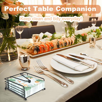 LAIHIFA Napkin Holder for Table & Kitchen - Modern Flat Napkin Dispenser for Home & Outdoor Dining, Paper Napkin Holders with Weighted Arm for Easy Access - Keep Your Dining Area Tidy and Organized