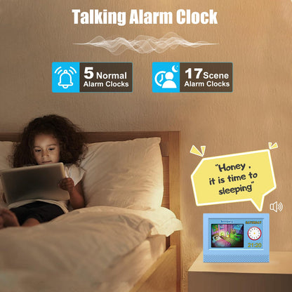 Kids Digital Alarm Clock Colorful, 7" Large LED Time Display Children's Sleep Trainer, Eye-Caring Digital Clock for Girls Boys Bedrooms Bedside, 17 Alarm Clock Settings Easy to Use Kids Birthday Gift