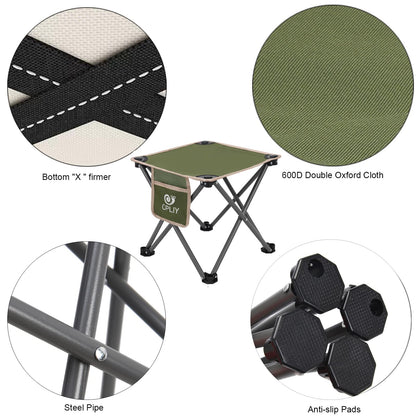 Opliy Camping Stool, Folding Samll Chair Portable Camp Stool for Camping Fishing Hiking Gardening and Beach, Camping Seat with Carry Bag (Green, L 13.5")