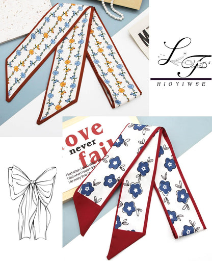 Hioyiwse Purse Scarf Handbags For Women Skinny Hair Neck Accessories Scarves With Bag Scarfs Handle Fashion Lightweight 37.8x 2.6inch 05