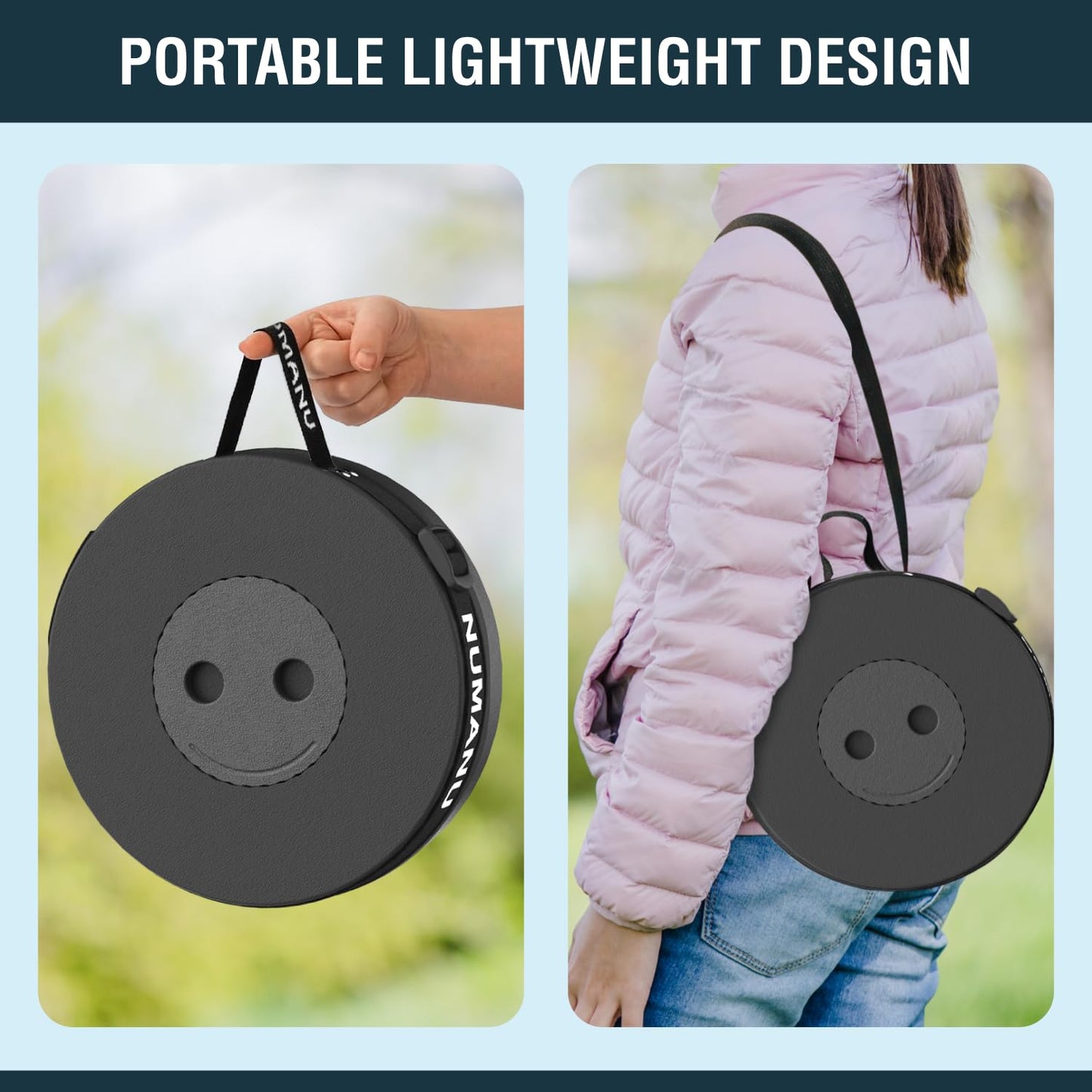 NUMANU 2-Pack 2025 Upgraded Collapsible Stool & Dual Carry Bag + Clips, Max 620lb Portable Folding Stool, Height Adjustable Retractable Telescopic Seat, Travel Chair, Foldable Camping Seat or Footrest