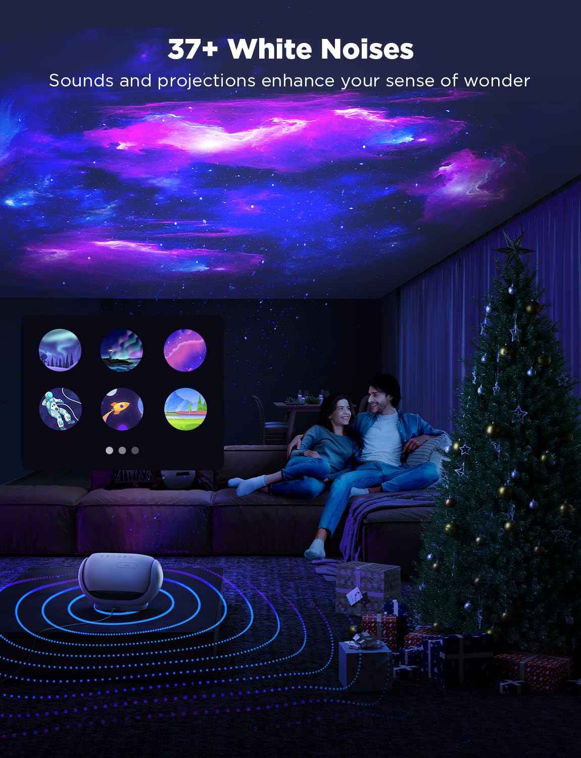 Govee Star Projector, Star Light with 8 Replaceable Discs, 38 Scene Modes, Bluetooth Speaker and 21 White Noises, Relaxing Light for Bedroom, Ceiling