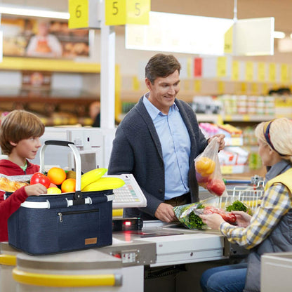 LIQING 35L Picnic Basket 2 Layers of Internal Pockets Leak-Proof and Insulated Folding, Internal Support Does Not Collapse for Women