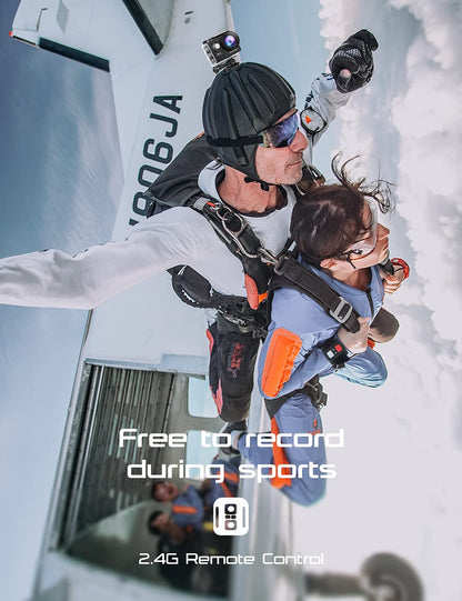 Apexcam Action Camera 4K Sports Cameras 20MP 40M 170°Wide-Angle WiFi Waterproof Underwater Camera with 2.4G Remote Control 2 Batteries 2.0'' LCD Ultra HD Camera with Mounting Accessories Kit