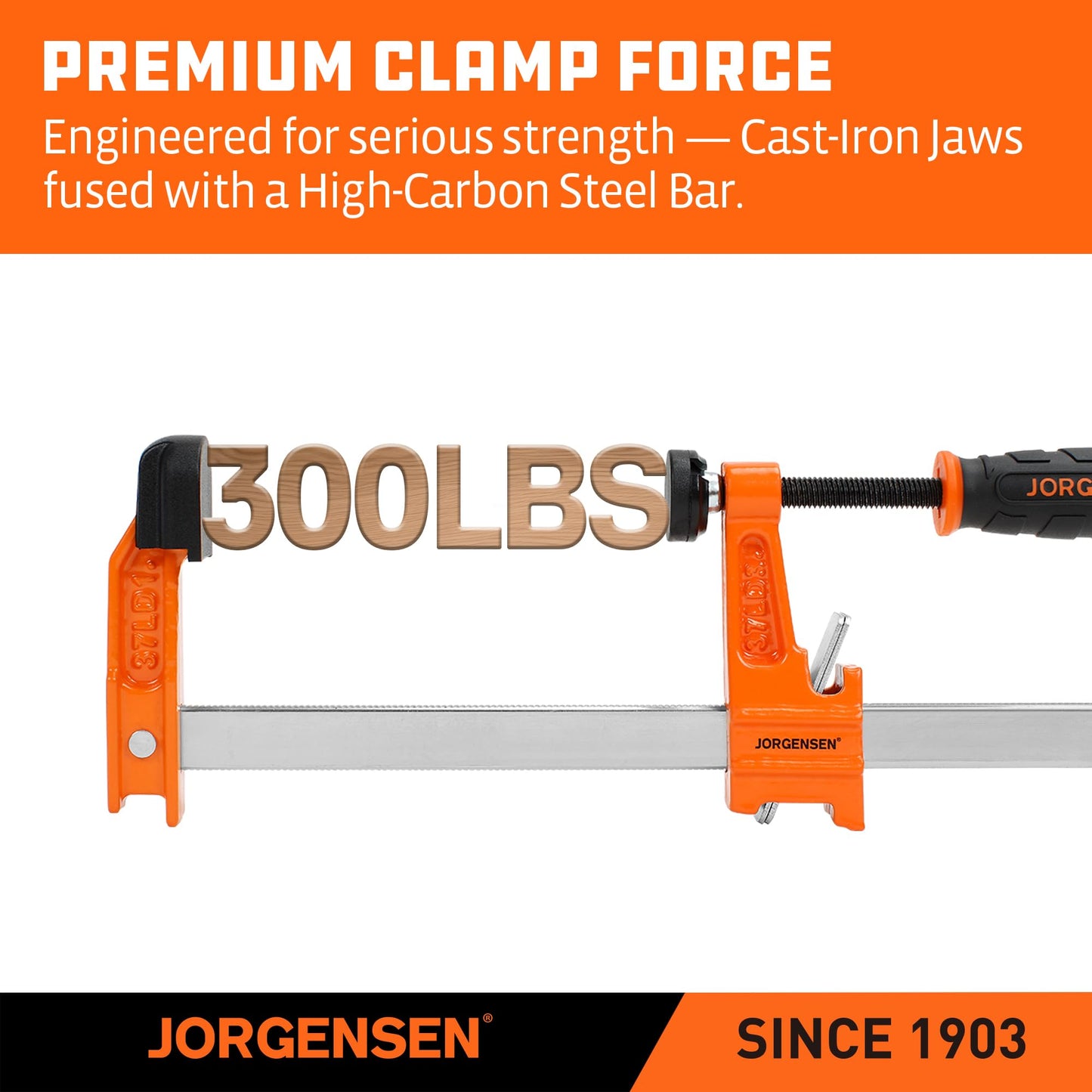 Jorgensen 2-Piece Steel Bar Clamp Set, Light Duty F-Clamp, 8-inch & 12-inch