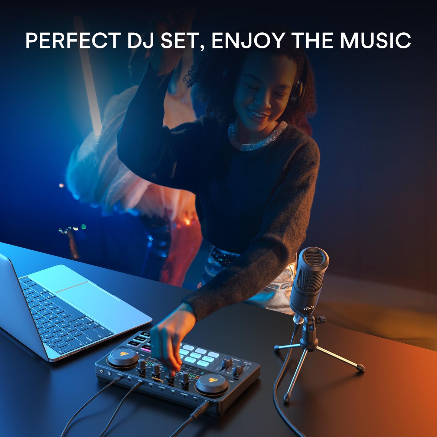 MAONO Podcast Equipment Bundle Audio mixer All-in-One Podcast Production Studio with 3.5mm Microphone for Live Streaming, Podcast Recording, PC, Smartphone, DJ MaonoCaster Lite (AU-AM200-S1)