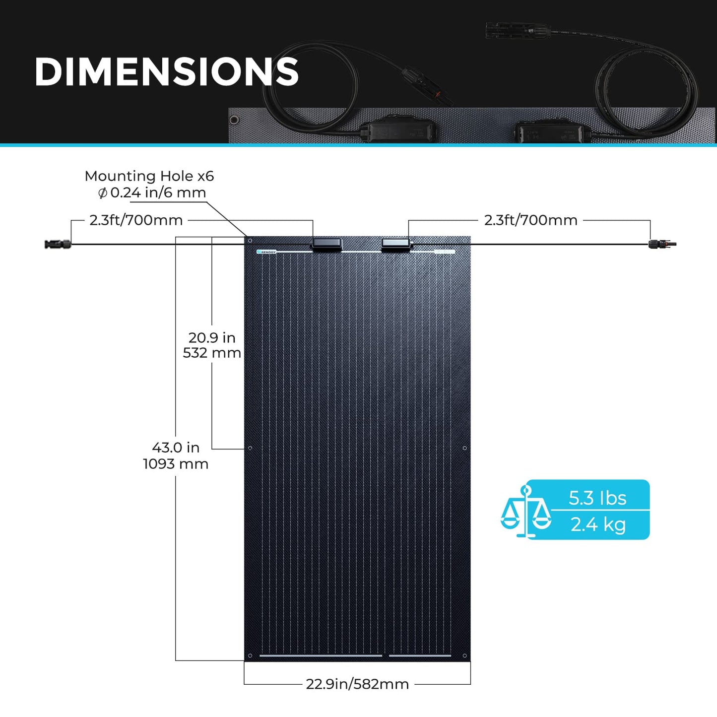 Renogy 100W Solar Panel 12V, Flexible Solar Panel 100 Watt 22% High-Efficiency, 240° Ultra Lightweight Solar Panels for Marine RV Cabin Van Car Boat Camping Curve Surfaces, Black