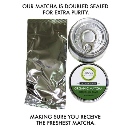 Matcha Wellness Ceremonial Grade Matcha Powder – Organic First Harvest Japanese Green Tea from Kyoto – 1.4oz – No Sugar, No Additives, No Gluten