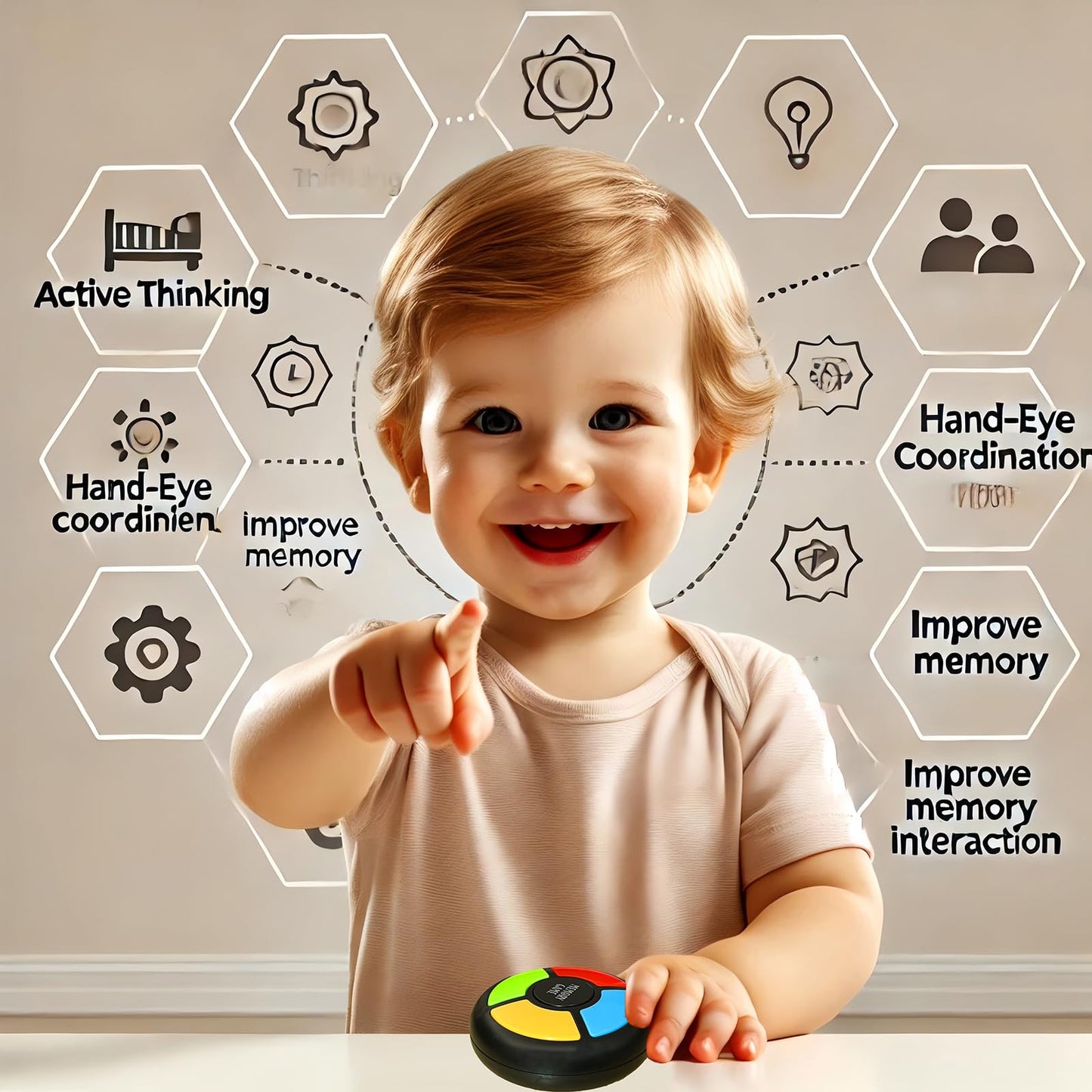 Light Up Memory Game Handheld Electronic Toys Color Memorizing Classic Board Games Quiz Game with Lights and Sounds (907) (907)