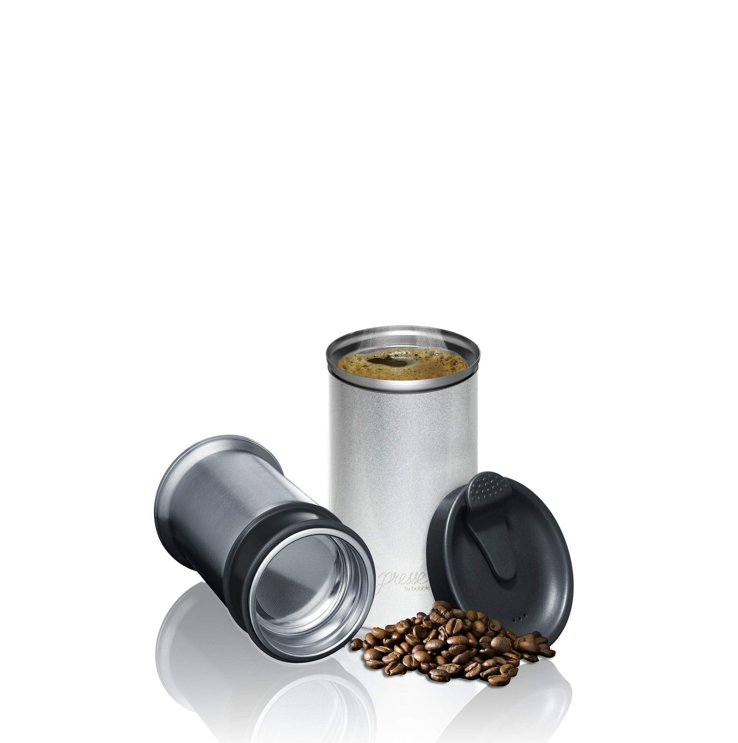 PRESSE by Bobble French Coffee Press And Insulated Stainless Steel Travel Tumbler for On-The-Go Brewing - 13 oz (Blue)