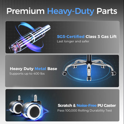 GTRACING Big and Tall Gaming Chair 400lbs Heavy Duty Office Chair with Foot Rest & Ergonomic Pocket Spring Lumbar Support, High Back 3D Saddle Shaped Cushion for Back Pain Relief, Matte-Black