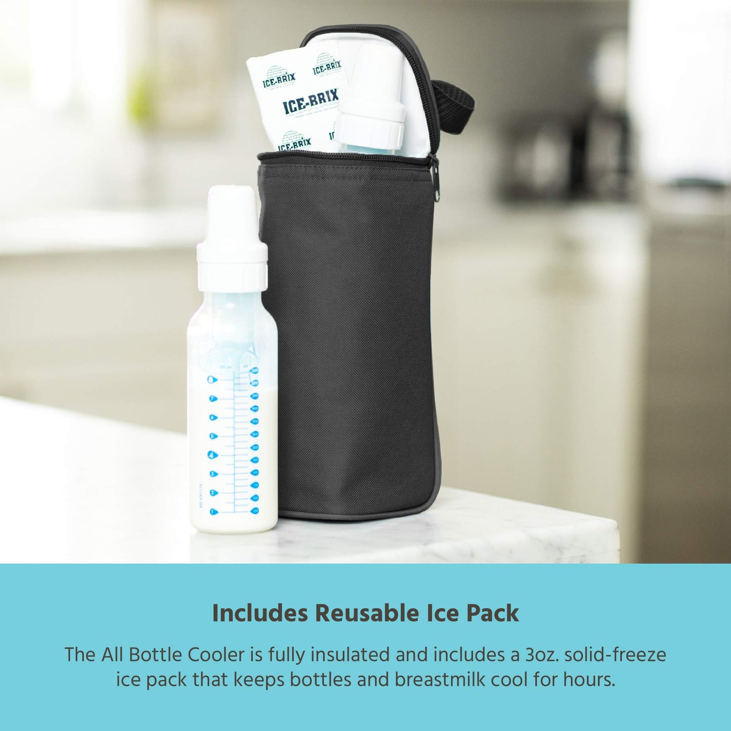 J.L. Childress Breast Milk Cooler Travel Bag - Insulated Baby Bottle Storage Bag, Portable Organizer Pack for Breast Milk, Use for Daycare or On the Go, Fits 1-2 Bottles - Black