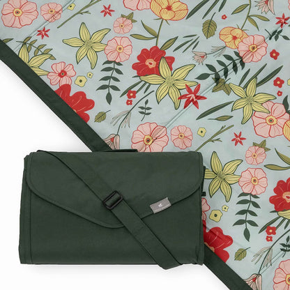 Little Unicorn 5'x10' XL Outdoor Family Picnic & Beach Blanket | Durable & Water-Resistant Fabric | Compact Fold & Easily Wipes Clean | Zipper Pocket (Primrose Patch)