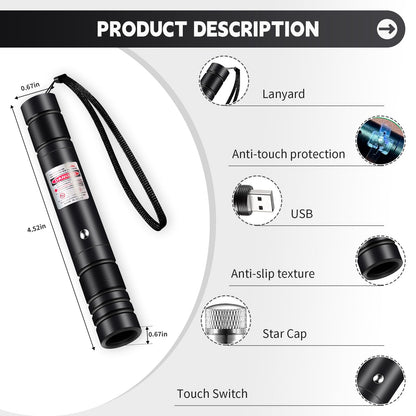 Laser Pointer High Power, Purple Laser Pointer Indicator Light, Long Range Lazer Pointer for Hiking, USB Charge-Purple