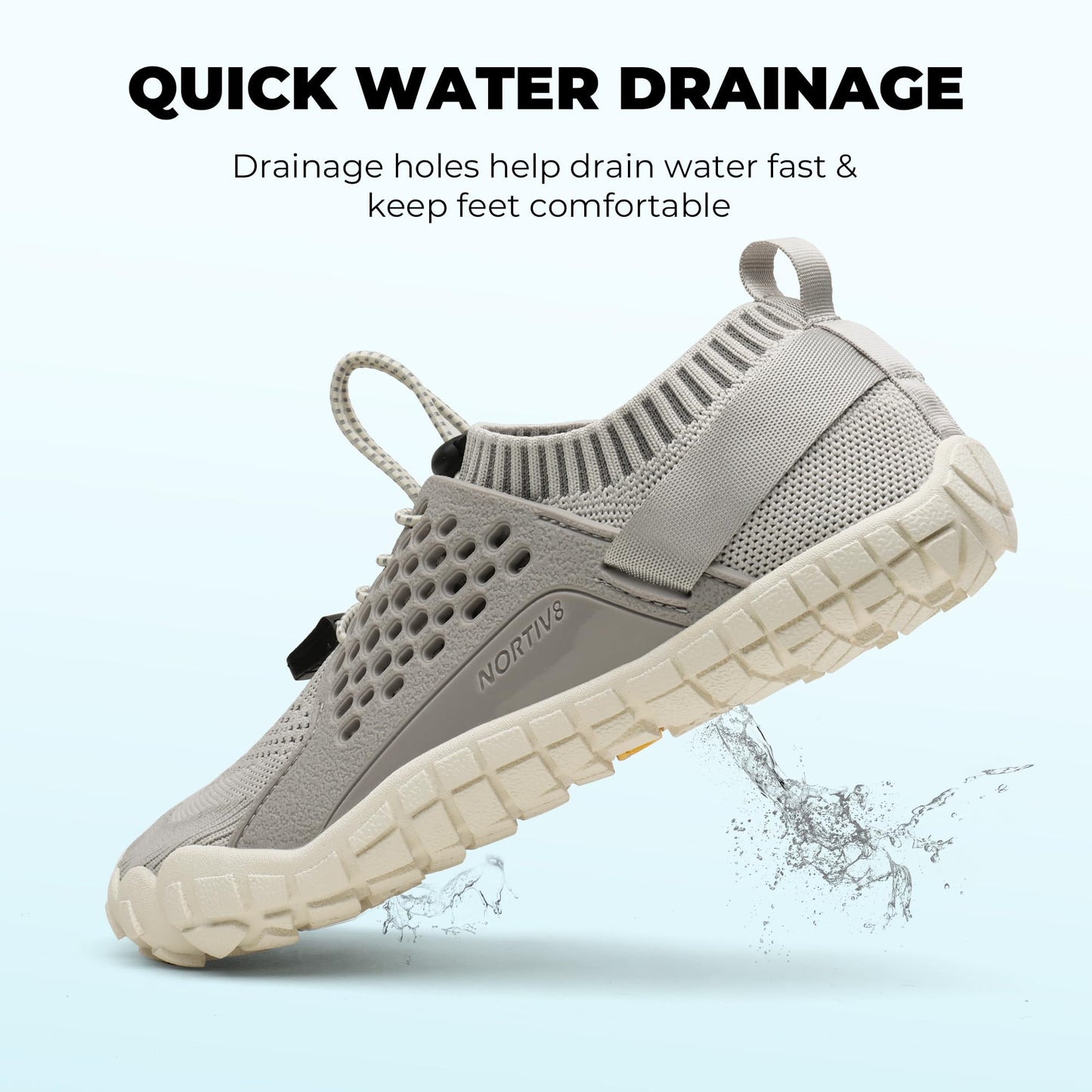 NORTIV 8 Womens Barefoot Water Sports Shoes - Outdoor Athletic Pool Swim Hiking Aqua Shoes, Beige/Light/Grey - 8 (Treklady-2)