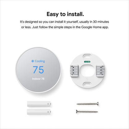 Google Nest Thermostat - Smart Thermostat for Home - Programmable Wifi Thermostat - Fog