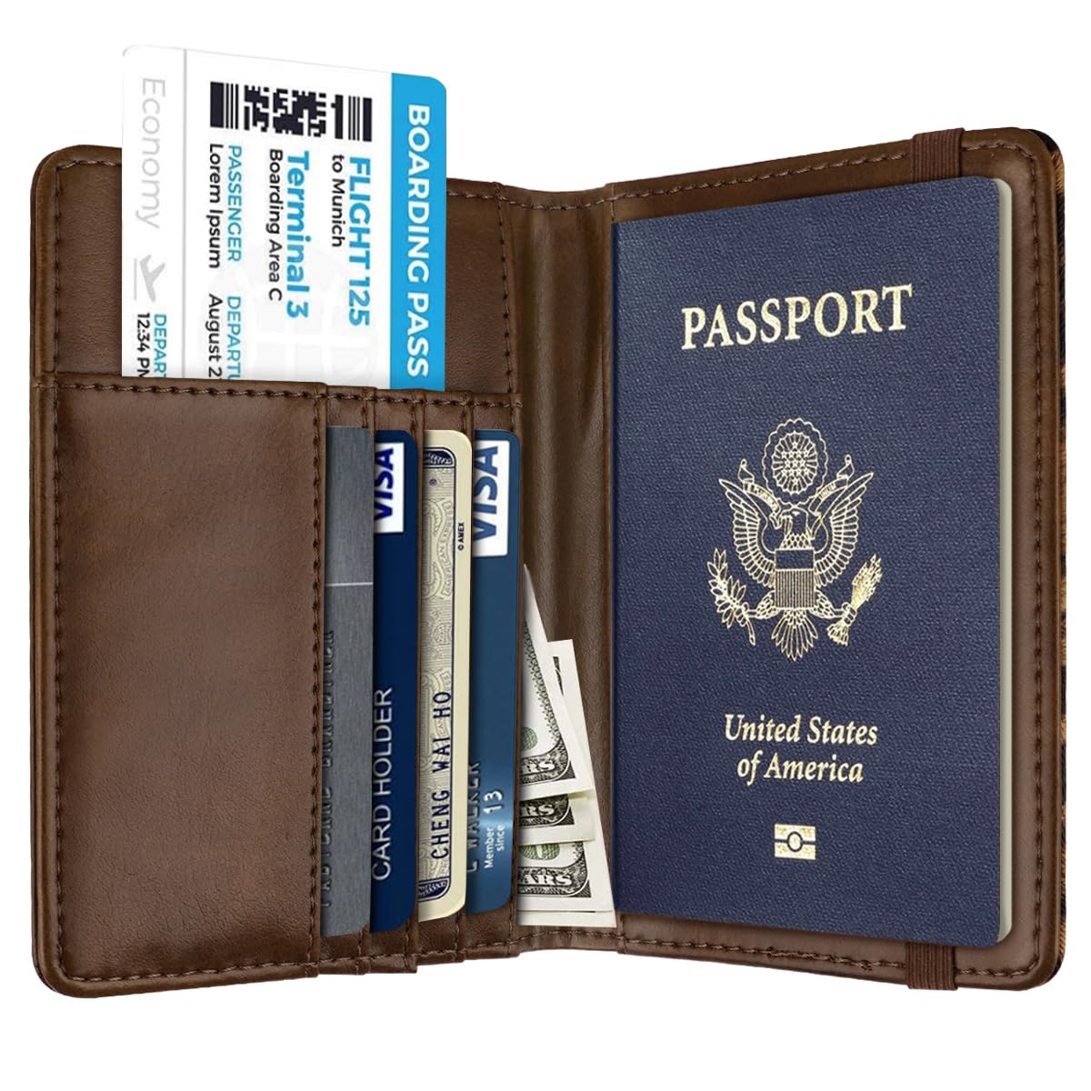 Passport Holder Cover,Traveling Passport Case Cute Passport Wallet for Women,Leopard