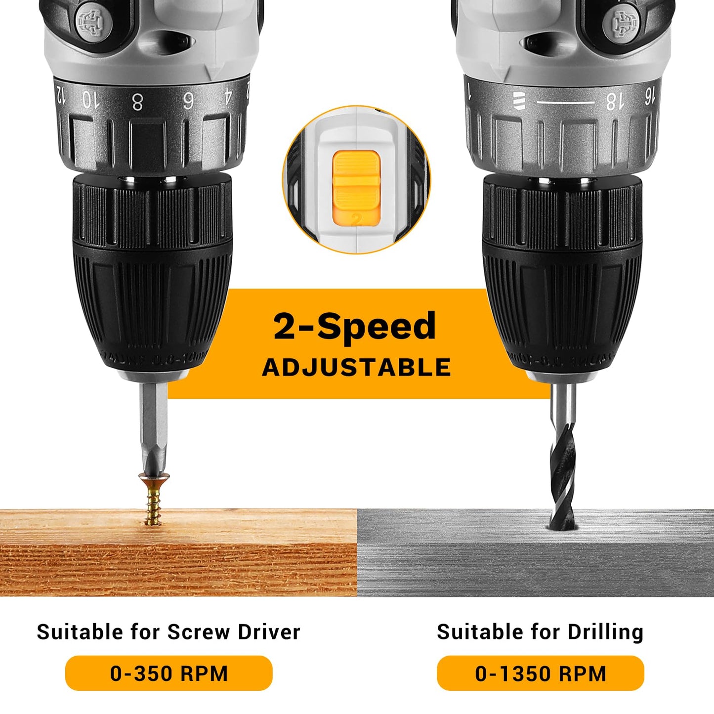 Power Drill Cordless: DEKO PRO Cordless Drill 20V Electric Power Drills Set Tool Drills Cord-less Set with Battery and Charger