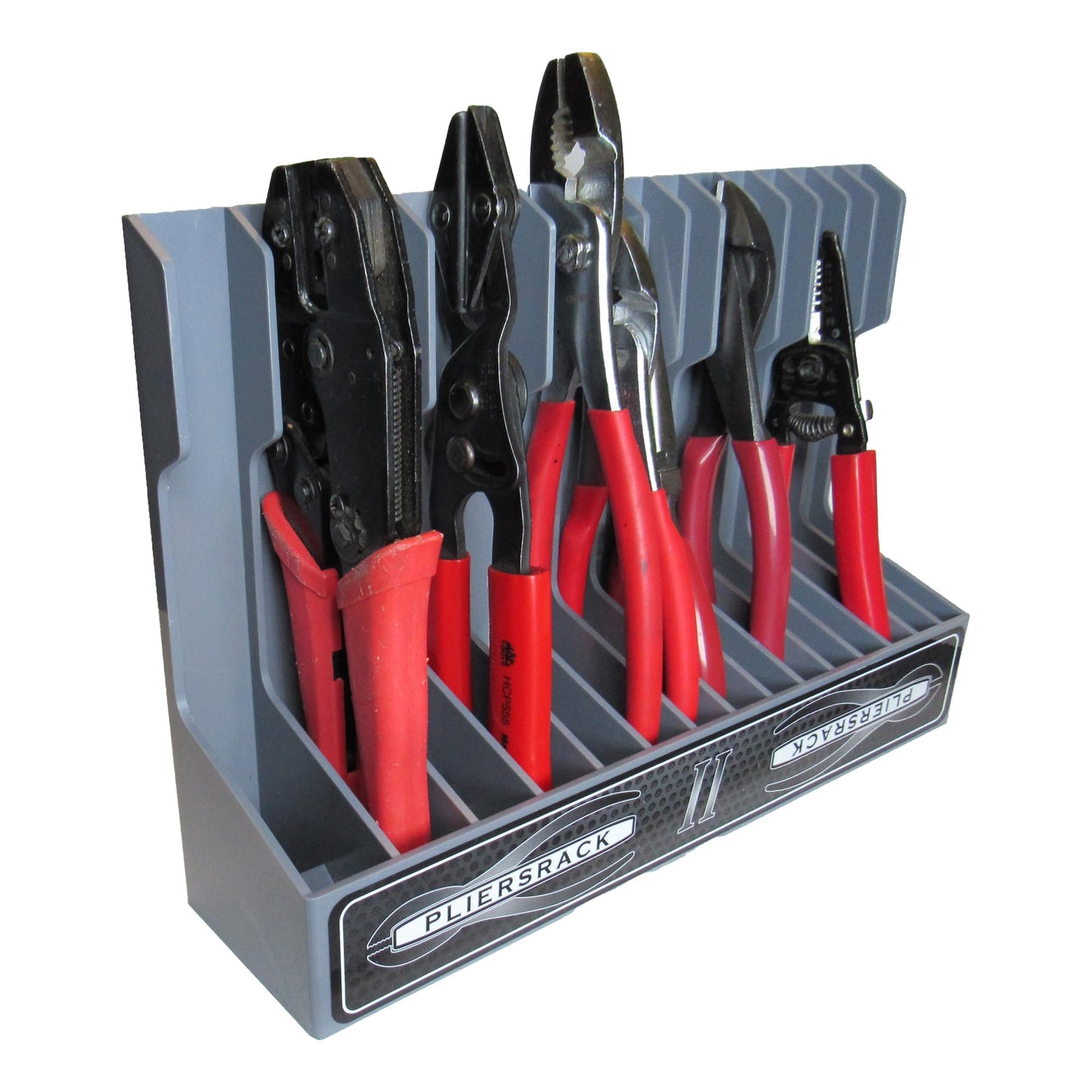 Plyworx Pliersrack PLR15 Plier Organizer - Sturdy Plastic 15 Pliers Holder For Tool Box or Pegboad Organization, Plier Rack Tool Organizers For Toolboxes And Storage