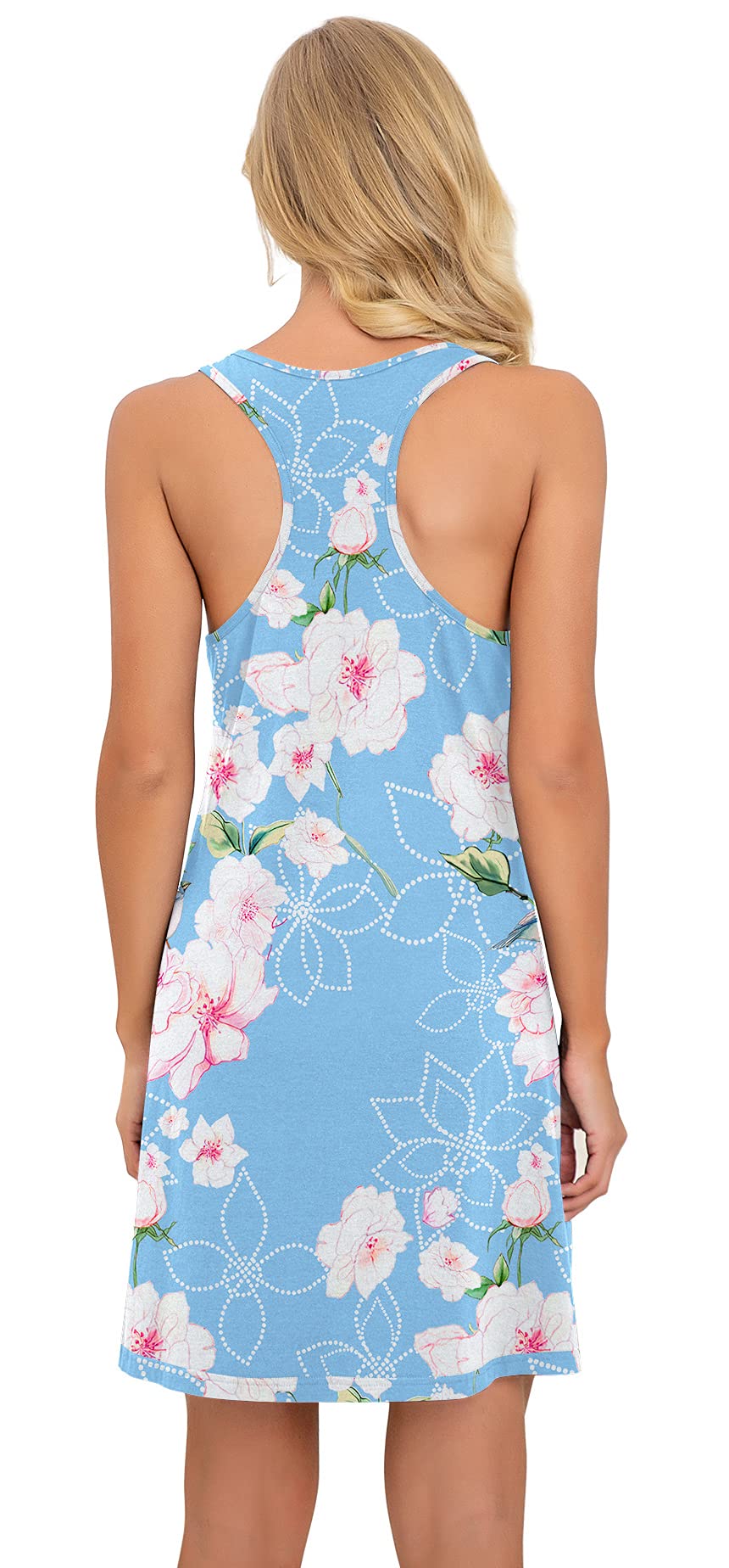 PrinStory Women Sleeveless Nightgowns Racerback Sleepdress Cotton Sleepwear for Women