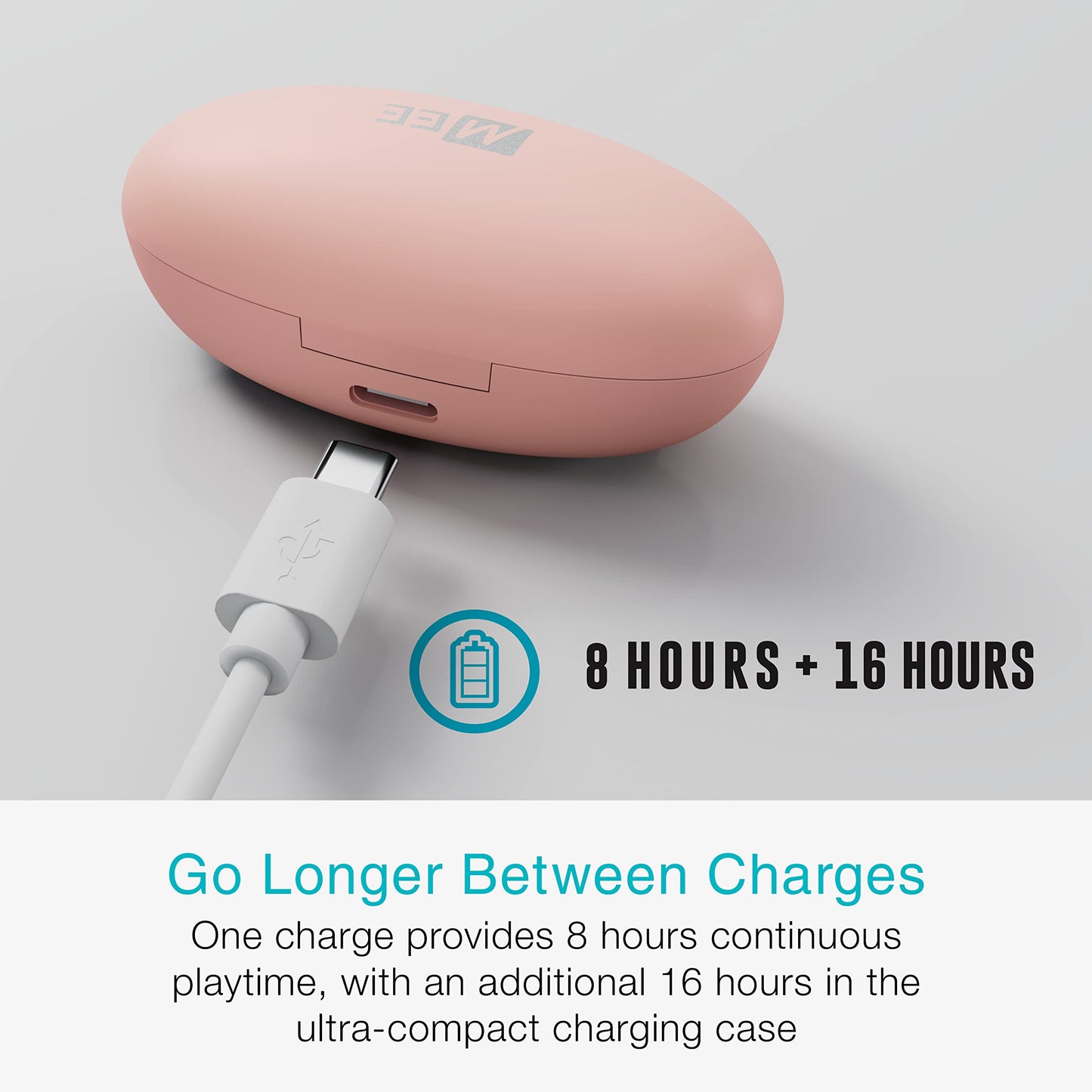 MEE audio Pebbles True Wireless Earbuds - Bluetooth 5.3 Low Profile in Ear Lightweight Headphones with Headset Microphone & Call Noise Reduction for Gym/Workouts/Sports and Gaming, Rose Gold