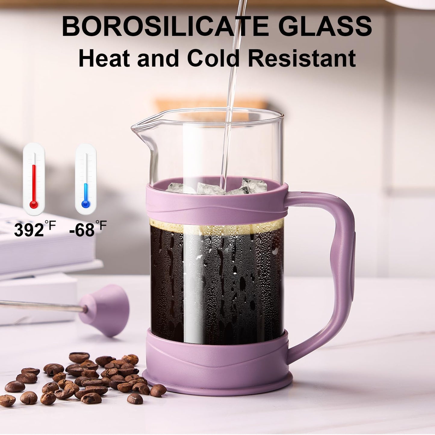 gegewawa French Press Coffee Maker, Coffee Press of 18/8 Stainless Steel Filter 11.8 OZ, Mini Camping French Press for Travel& Home Gift