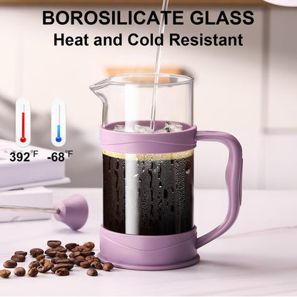 gegewawa French Press Coffee Maker, Coffee Press of 18/8 Stainless Steel Filter 11.8 OZ, Mini Camping French Press for Travel& Home Gift