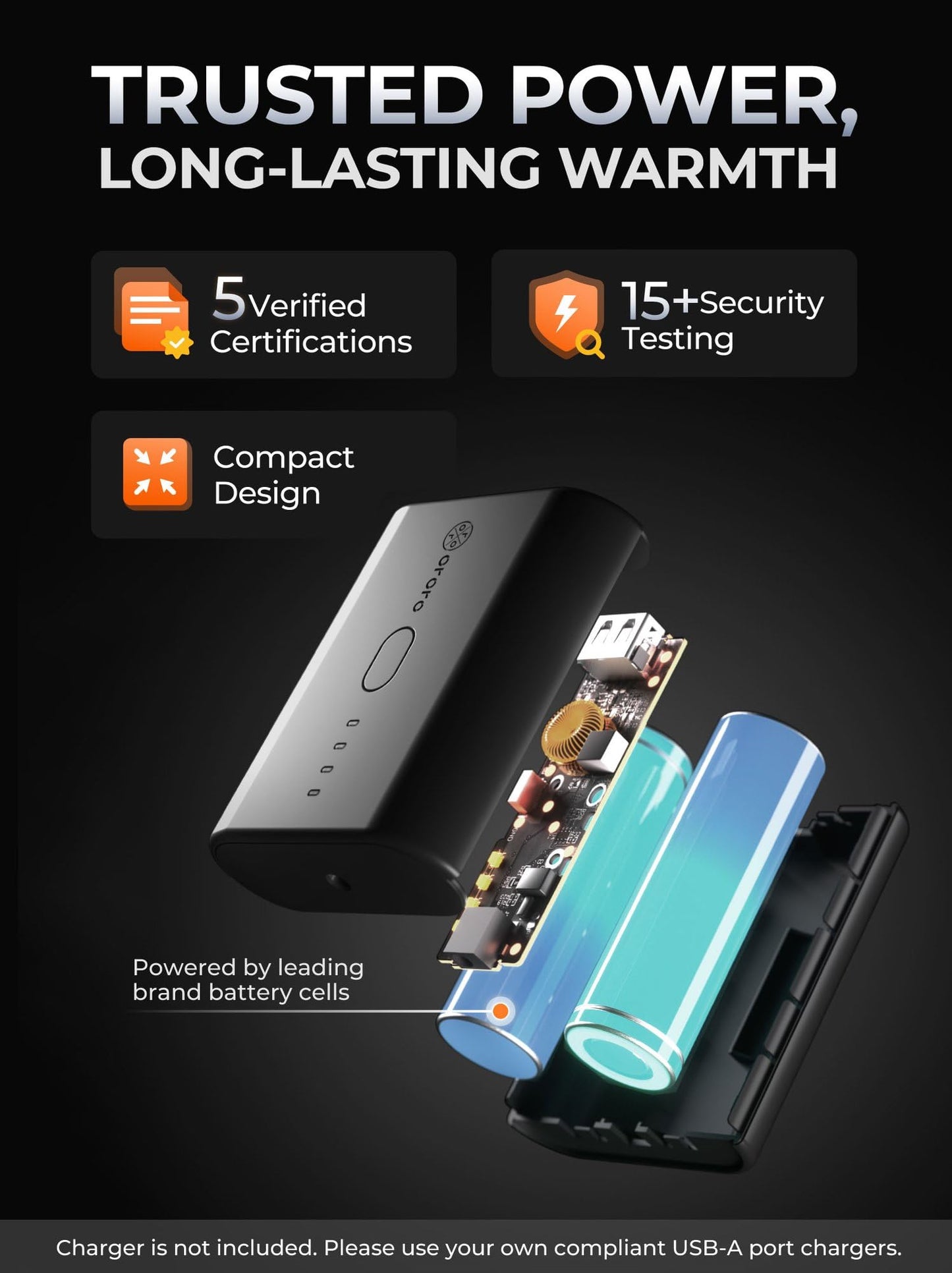 ORORO Men's 4 Heat-Zone Heated Jacket with Battery, Soft Shell Heated Jacket with Detachable Hood (Black/Blue, XL) (Charger Not Included)