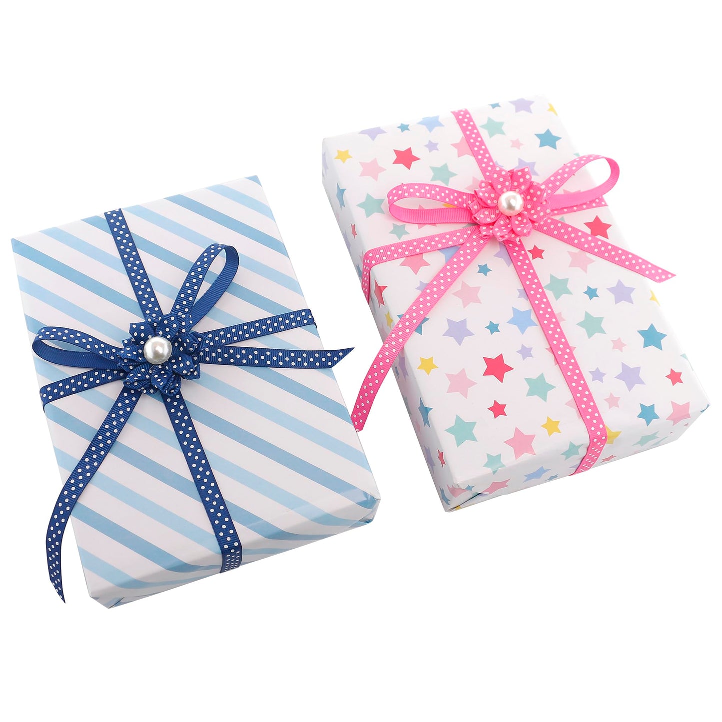 QingHan Grosgrain Ribbons for Crafts Gifts Wrapping 3/8" Boutique Polka Dot Fabric Ribbon 40yd (20 x 2yd)