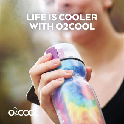 O2COOL Arctic Squeeze Mist 'N Sip Insulated Bottle w/Silicone Spout Cover And Locking Misting Function - 20 oz, Crackle Blue