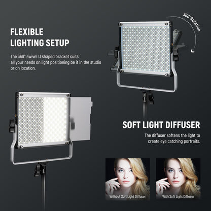 NEEWER Upgraded RGB LED Studio Video Light with Tripod Stand, App Control 50W 7000Lx CRI97+ 3200-5600K Dimmable Panel Key Lighting Kit for Game Streaming YouTube Recording Photography, RGB660 PRO II
