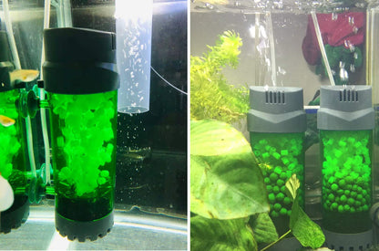 QANVEE Fluidized Moving Bed Bubble Bio Media Filter for Aquarium Fish Tank with Air Stone and Sponge Filter (LH-300)