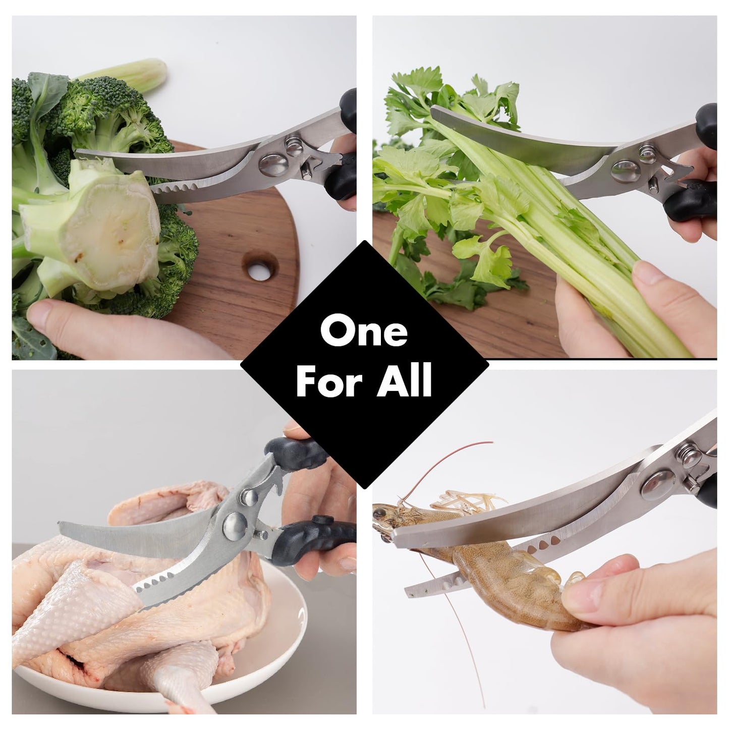Heavy Duty Poultry Shears, Kitchen Scissors for Food with Anti-Slip Handle & Safety Lock, Meat Scissors, Dish Washer Safe Kitchen Shears for Meat Chicken Seafood and Vegetable Cutting