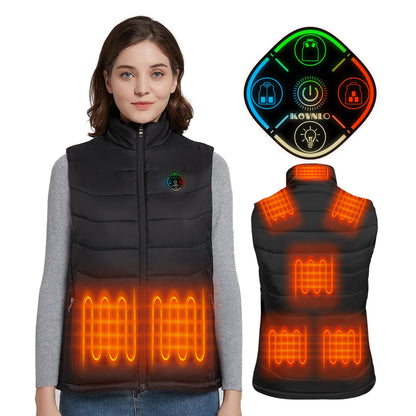 KOVNLO Womens Heated Vest, 5 in 1 Smart Controller, Lights-out Design, Electric Heated Jackets (Battery Pack Not Included)