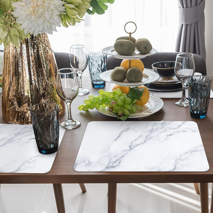 Marble Plastic Placemats Set of 6 Marbles Table Mats Marble Theme Place Mats Wipe Clean Washable Recyclable Table Placemats for Indoor Outdoor Heat Resistant Kitchen Dining