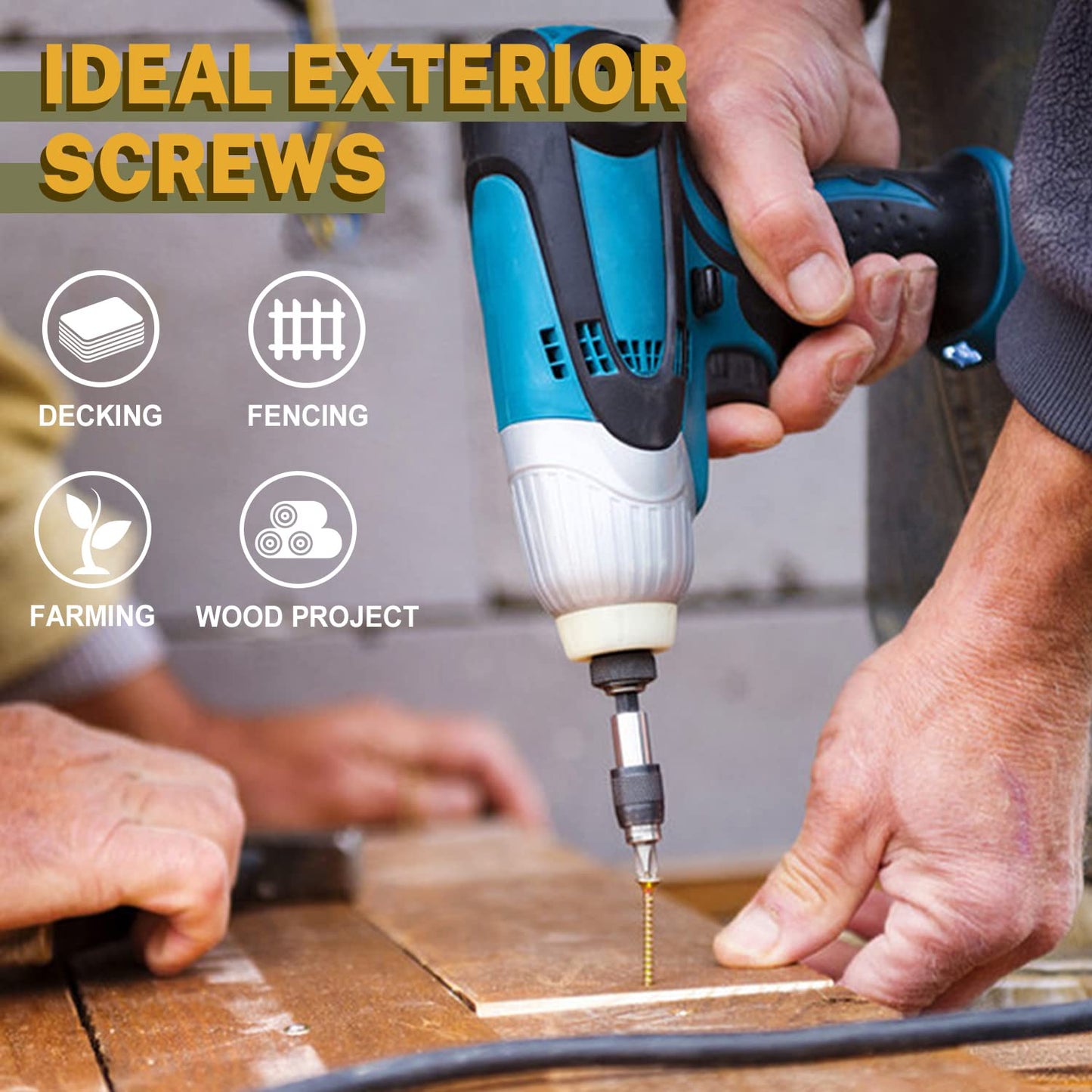 LIONMAX Deck Screws 3 Inch, Wood Screws #10 x 3, 300 PCS, Rust Resistant, Exterior Epoxy Coated, Outdoor Decking Screws, Torx/Star Drive Head Deck Screw, T25 Star Bit Included, Tan