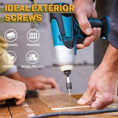 LIONMAX Deck Screws 3 Inch, Wood Screws #10 x 3, 300 PCS, Rust Resistant, Exterior Epoxy Coated, Outdoor Decking Screws, Torx/Star Drive Head Deck Screw, T25 Star Bit Included, Tan