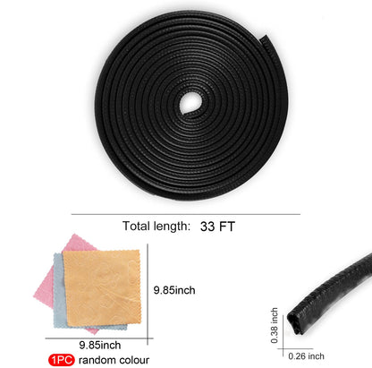 SINGARO 33Ft (10M) Car Door Edge Guard, No Glue Car Door Entry Guard Protective Strip, Rubber Edge Trim Car Door Protector, Applicable to Car, Truck, SUV and ATV, Car Exterior Accessories（Black-A）