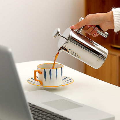 Meelio Small French Press 350ml, Double-Wall Insulated French Press Coffee Press Stainless Steel for travel camping, Single Cup Pour Over Coffee Maker (1 cup, 12 OZ)