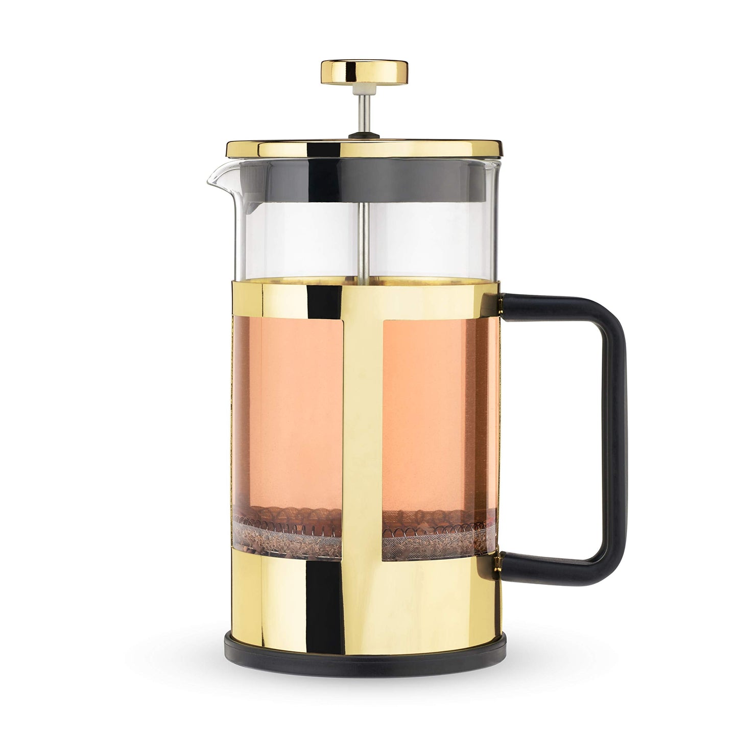 Pinky Up Piper Stainless Steel French Press Coffee Maker, Borosilicate Glass Tea Press for Loose Tea, Stylish, Durable & Easy to Clean, Sleek Design, Coffee Bar Accessories, 34 oz, Gold