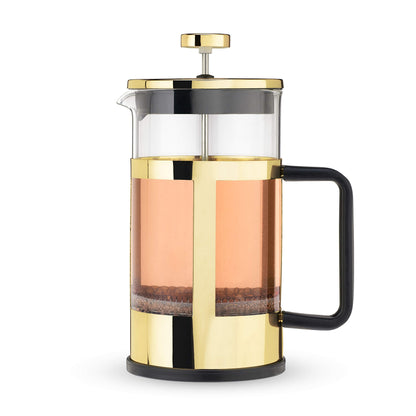 Pinky Up Piper Stainless Steel French Press Coffee Maker, Borosilicate Glass Tea Press for Loose Tea, Stylish, Durable & Easy to Clean, Sleek Design, Coffee Bar Accessories, 34 oz, Gold