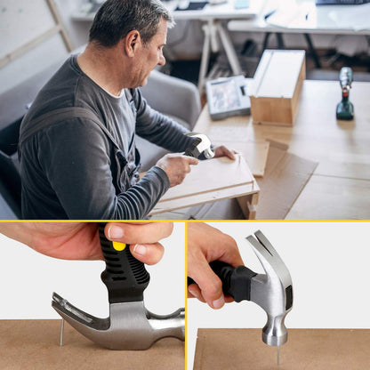 KURUI 700PCs Small Nails for Hanging Pictures & 8oz Small Hammer, Mini Hammer for Hanging Wall Decor, 280 Roofing/Wall Nails & 280 Finishing Nail, Picture Hangers Assortment Kit