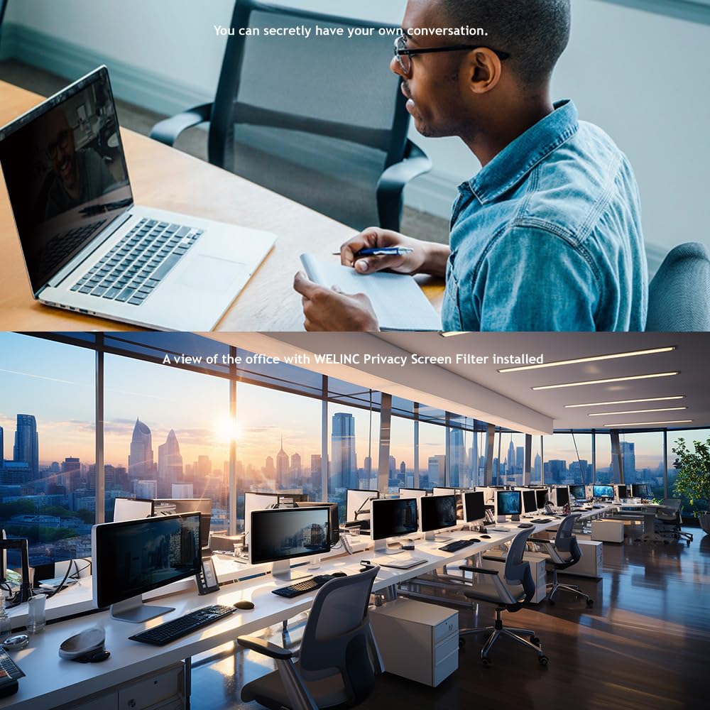 24 Inch - 16:9 Aspect Ratio - Computer Privacy Screen Filter for Widescreen Monitor - Anti-Glare - Protects Eyes from Harmful Glare and Blue Light [WELINC™ Light]