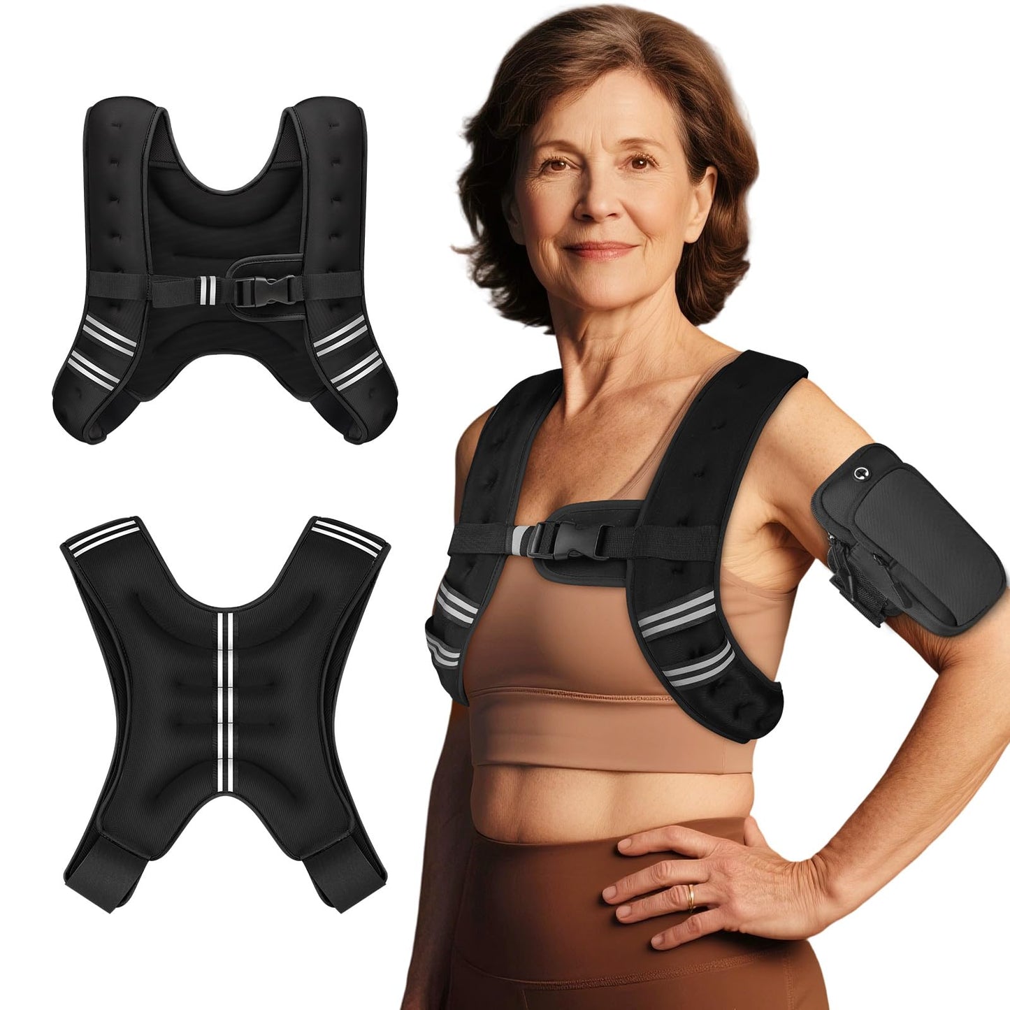 GEEBOBO Weighted Vest for Women Men, 8lb/12lb/16lb/20lb/25lb/30lb Weighted Vest Woman Adjustable Weights for Walking, Strength Training, Running, 12Lbs, Black