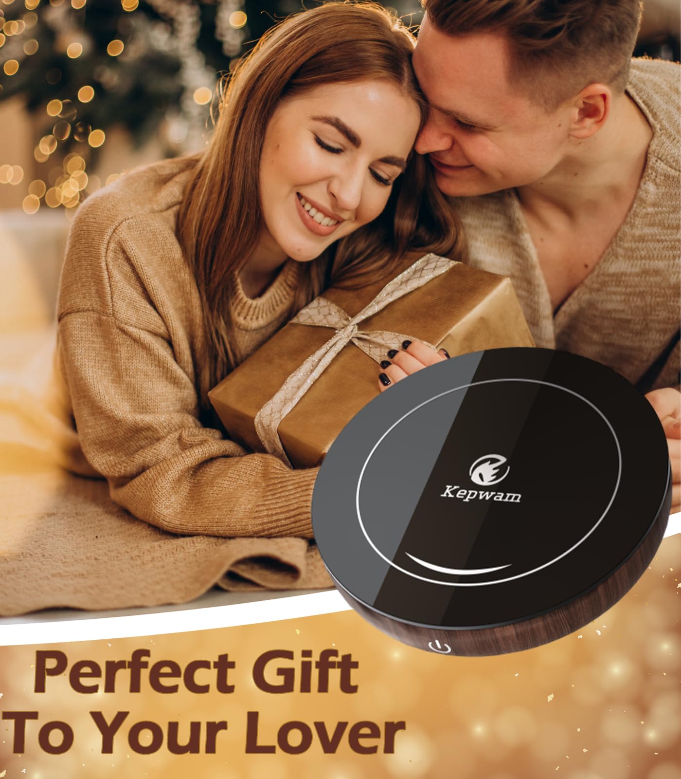 Kepwam Coffee Mug Warmer with Gravity Sensor, Mug Warmer for Desk with LED Light, 3 Temp Settings & 6H Auto Shut Off Coffee Warmer, Electric Candle Warmer Plate for Beverage, Coffee, Tea, Milk