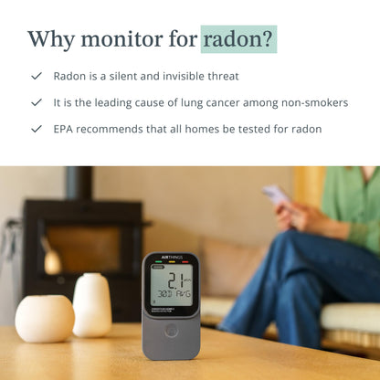 Airthings 325 Corentium Home 2 Smart Digital Radon Detector - Portable and Easy-to-use Radon Testing with Bluetooth connectivity and Humidity & Temperature Sensors