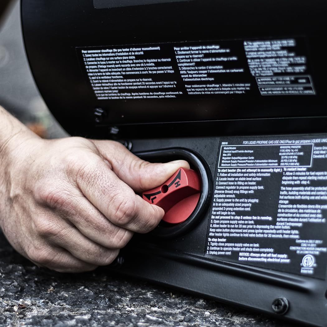 Mr. Heater MH60QFAV 60,000 BTU Portable Propane Forced Air Heater, 19.75 x 11.50 inches, black