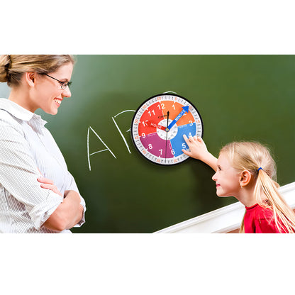 OSTAR Telling Time Teaching Wall Clock, Analog Silent Learning Clock for Kids Room Decor Battery Operated
